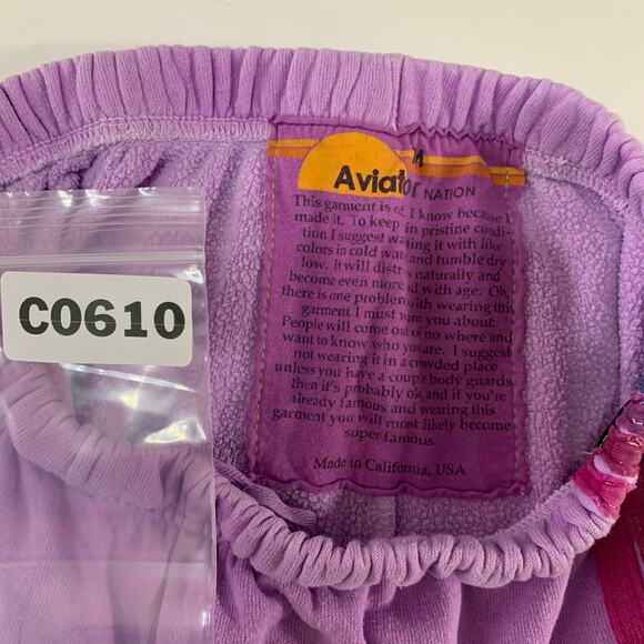 Aviator Nation M Womens 5 Stripe Sweatpants Neon Purple Pink Rainbow - Picture 4 of 10